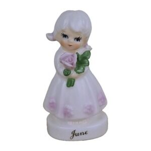 Vintage Kelvin's Bone China "June" Girl‎ Figurine – Birthday Mini, Japan
